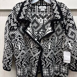 NWT VTG Josephine Chaus Geometric Pattern Cardigan. Sz L